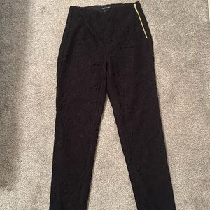 Marciano Black Lace Pant with Gold Zipper on side . Size 2